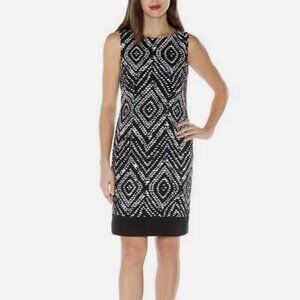 Mario Serrani Monochrome Patterned Sleeveless Shift Dress Size 10